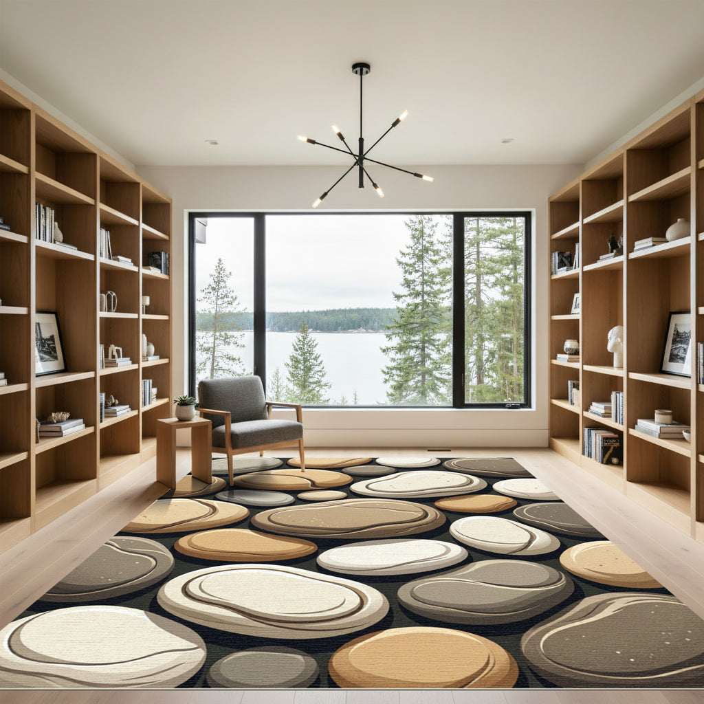 Smooth Pebble Cluster Earth Tones Rug