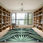 Art Deco Mint Green Palm Leaf Arrangement Rug