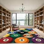 Vibrant Multicolored Billiard Ball Arrangement Rug