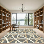 Contemporary Beige Cream Woven Grid Rug