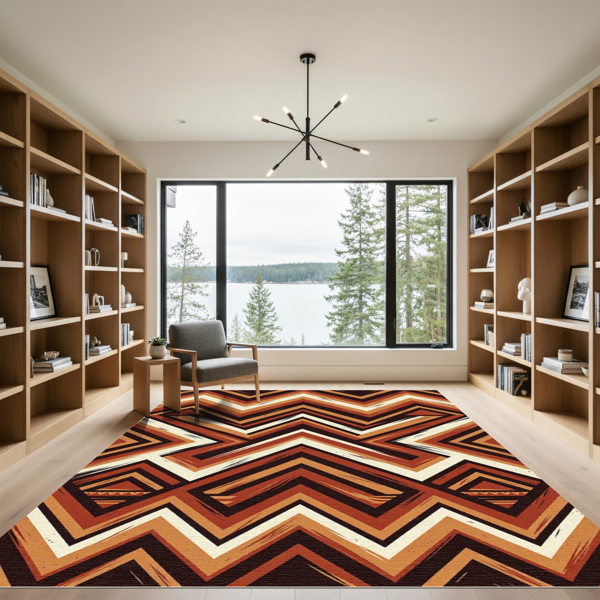 Earthy Chevron Geometric Arrangement Rug