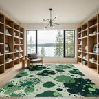 Abstract Organic Green Splatter Shapes Rug