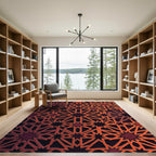 Geometric Crimson Star Layered Art Rug