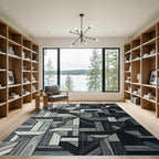 Cool Geometric Wood Grain Panels Rug