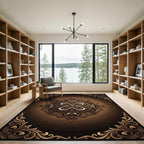 Elegant Bronze Ornate Floral Medallion Rug