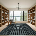 Dark Gray Grid Intersection Rug