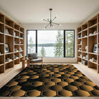 Sophisticated Gold Geometric Hexagon Abstract Rug
