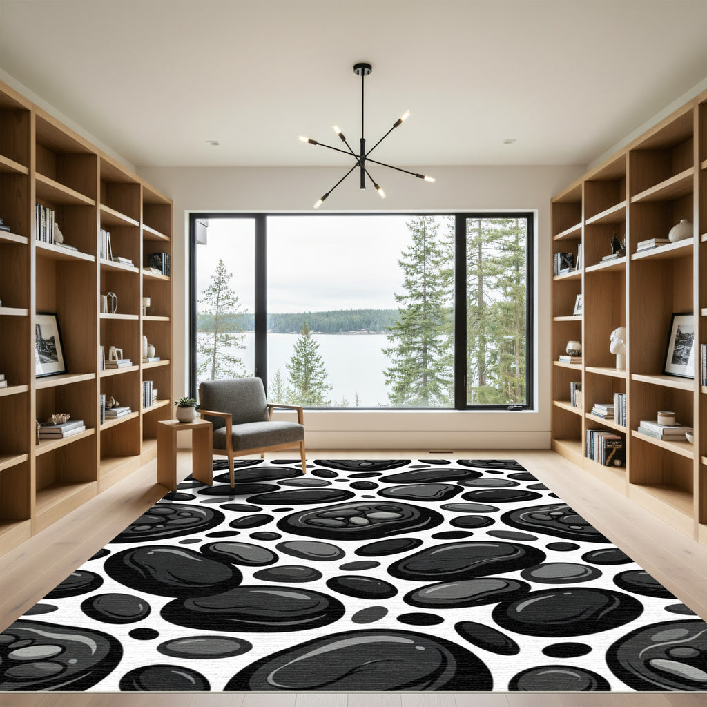 Smooth Black Pebble Scatter Rug