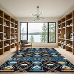 Blue Hourglass Butterfly Terrarium Pattern Rug