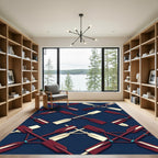 Classic Navy Rowing Oar Grid Rug