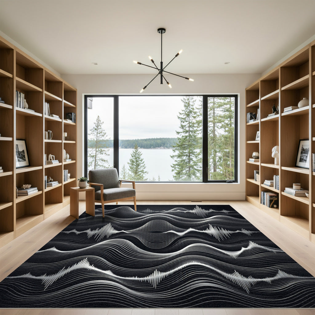Silver Waveform Landscape Rug