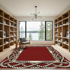Braided Rope Border Red Rug