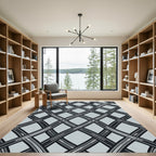 Gray Interwoven Lattice Rug