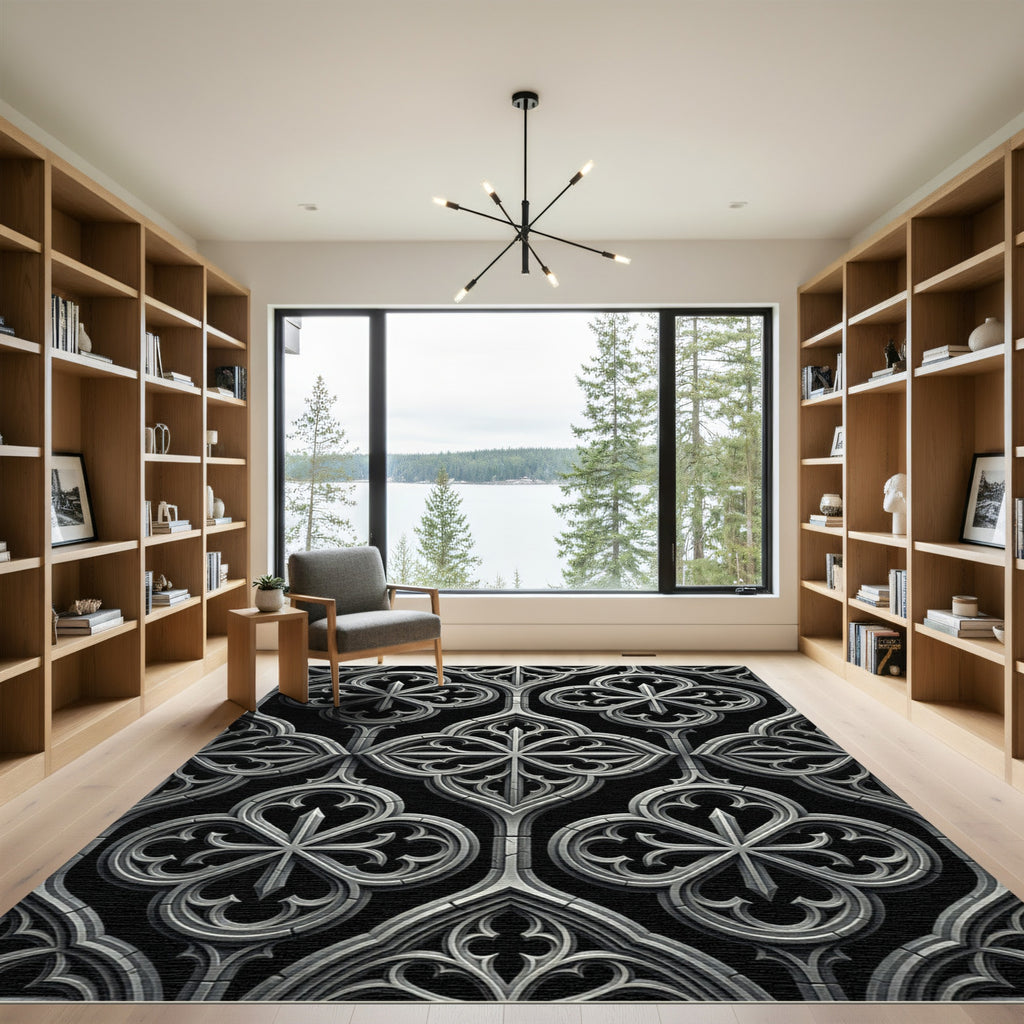 Gothic Stone Quatrefoil Window Rug