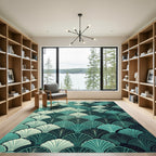 Art Deco Teal Fan Arrangement Rug
