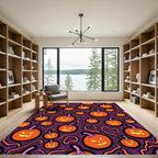 Spooky Orange Jack-o-Lantern Swirls Rug