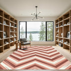 Retro Terracotta Chevron Stripes Rug