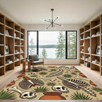 Desert Bone and Terracotta Succulent Tile Rug