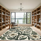 Botanical Cream and Sage Floral Vine Rug