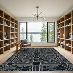Modern City Layout Geometric Abstract Rug