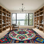 Colorful Folk Art Floral Egg Rug