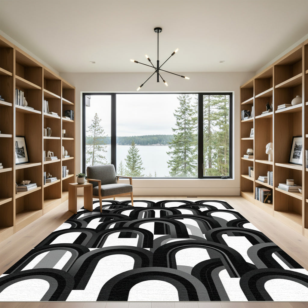 Monochromatic Overlapping Arch Composition Rug