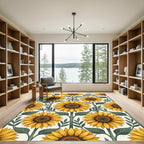 Sunny Yellow Botanical Sunflower Garden Rug