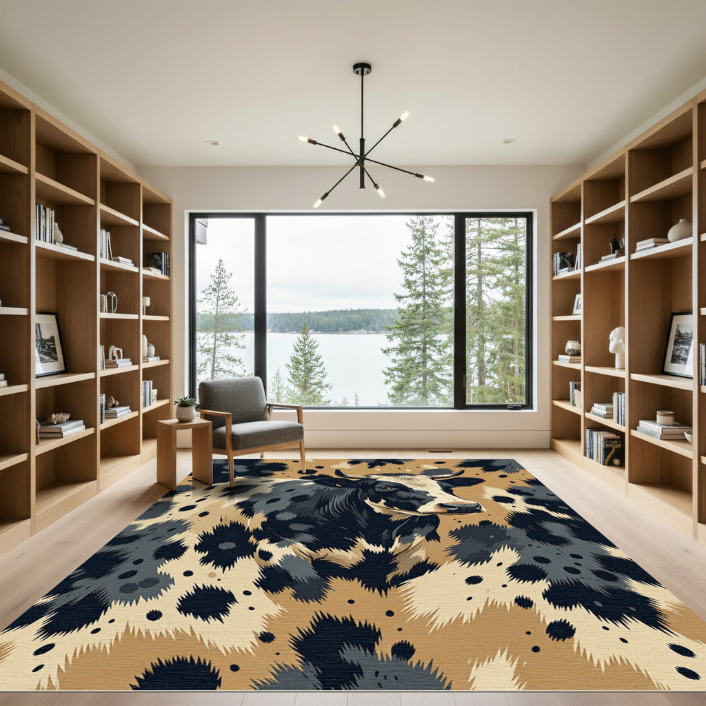 Black White Cow Hide Contemporary Rug