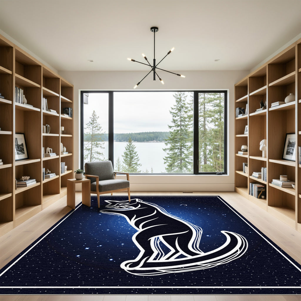 Cosmic Celestial Feline Starry Night Rug