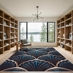 Art Deco Teal Gold Fan Rug