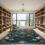 Celestial Blue Chrysanthemum Star Arrangement Rug