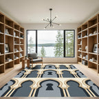Archways Cream Blue Geometric Motif Rug