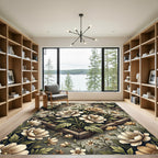Elegant Cream Floral Frame Botanical Rug