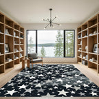 Monochrome Starry Night Cloudscape Rug