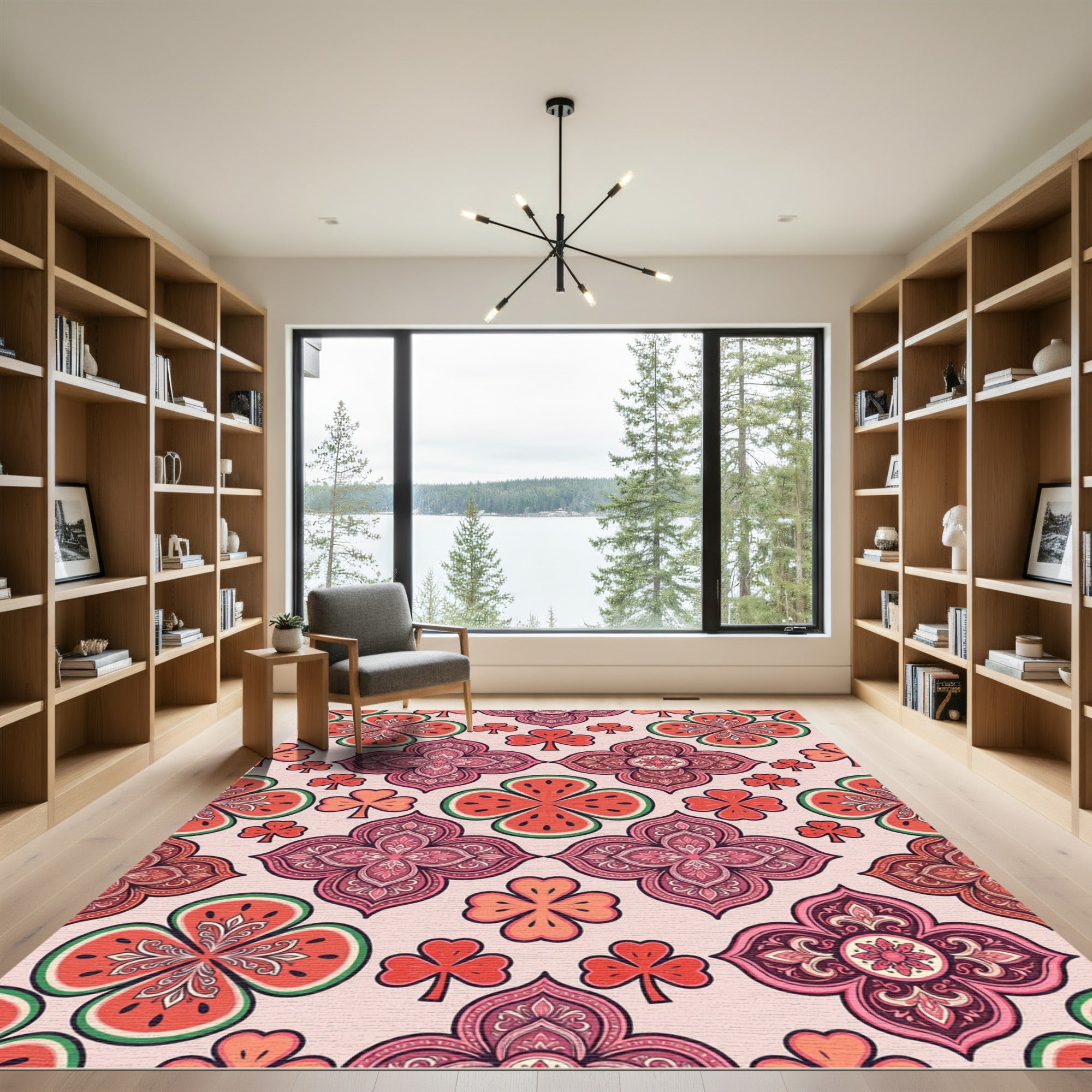 Watermelon Clover Medallion Pink Rug