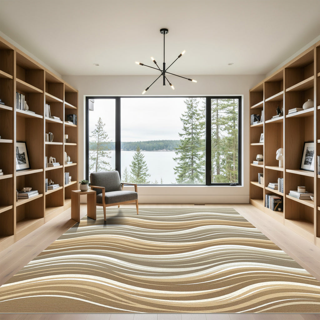 Serene Neutral Swirls Undulating Form Rug