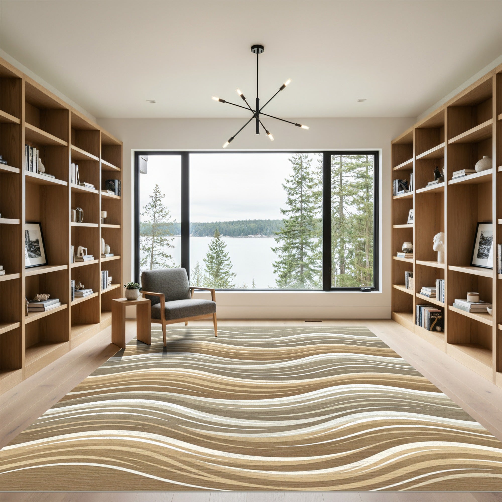 Serene Neutral Swirls Undulating Form Rug