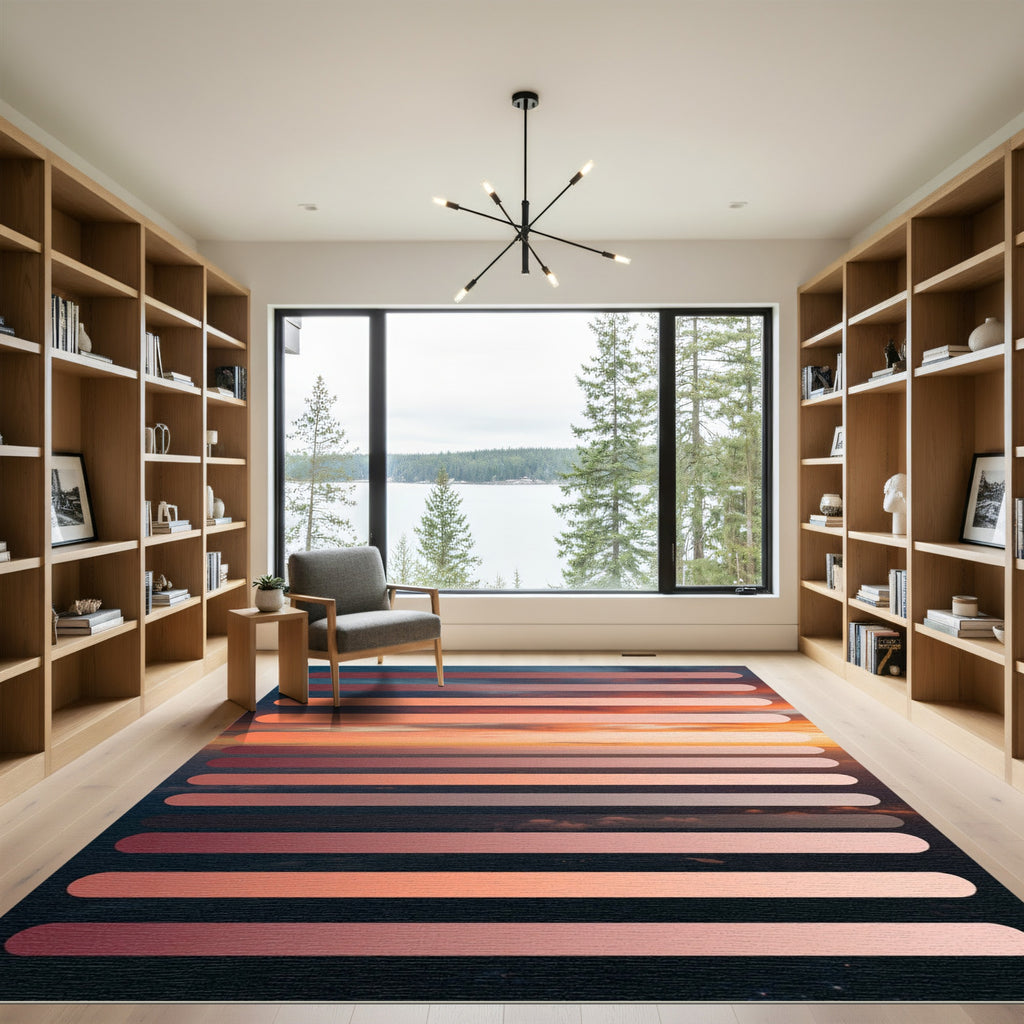 Sunset Gradient Ombre Stripes Rug