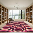 Pink Crimson Wavy Stripe Art Rug