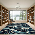 Abstract Deep Blue Nautical Swirl Rug