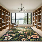 Pastel Meadow Floral Vine Swirl Rug
