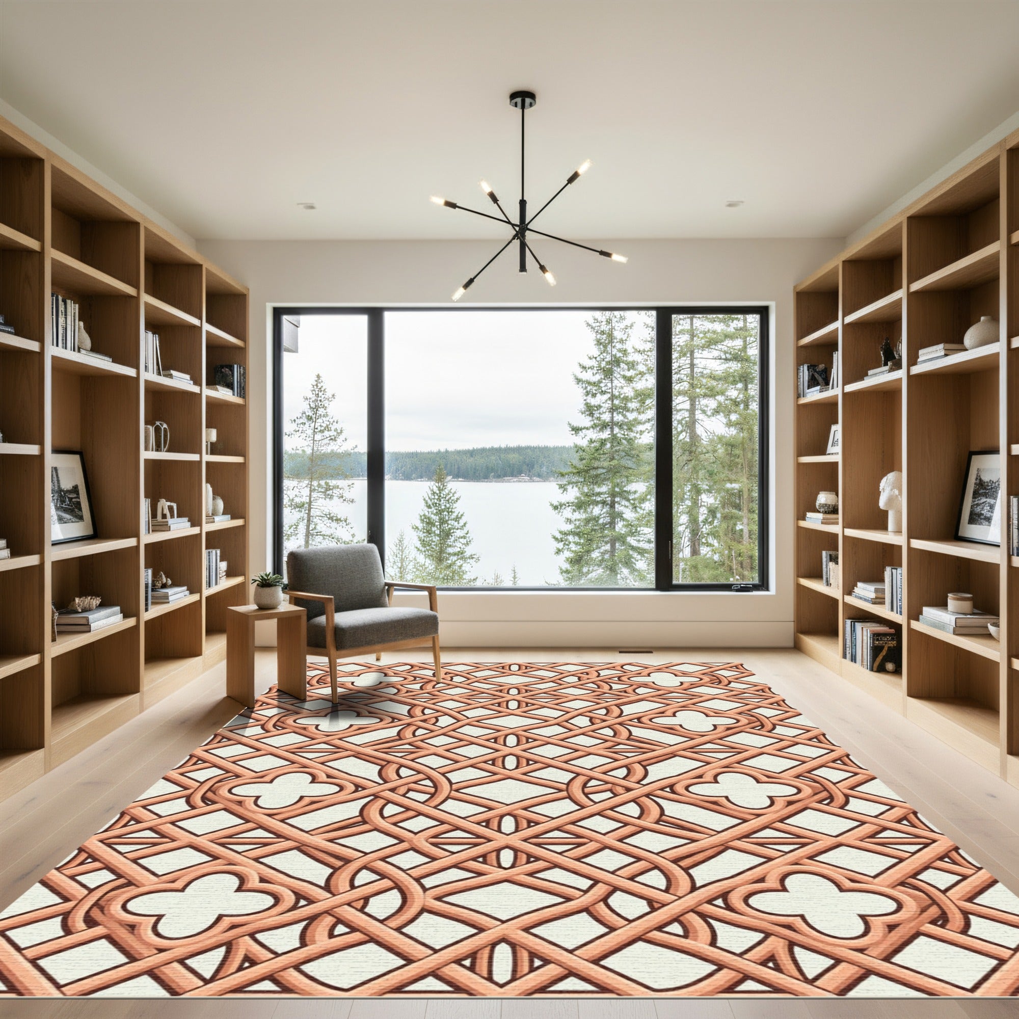 Copper Lattice Quatrefoil Geometric Weave Rug