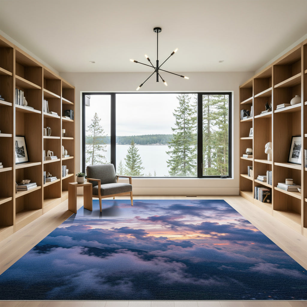 Ethereal Twilight Clouds Abstract Impressionist Rug