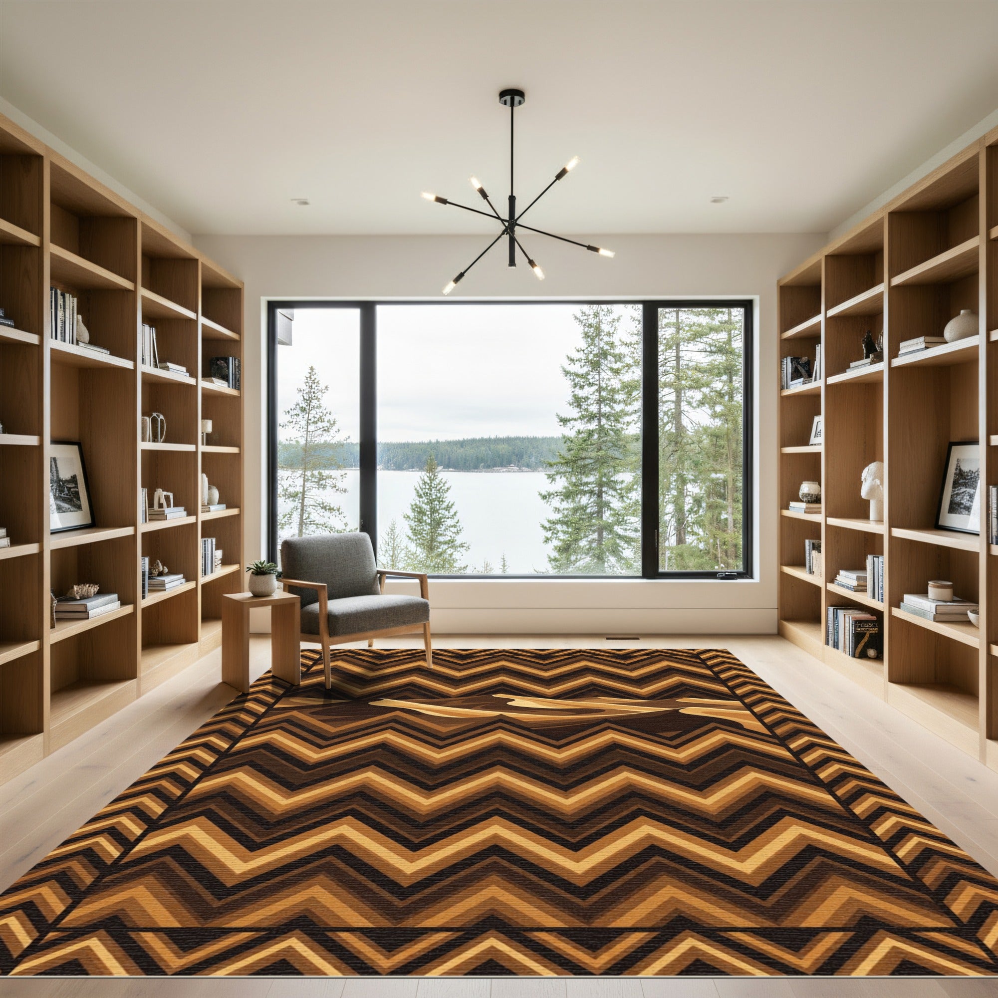 Golden Sand Dune Chevron Rug