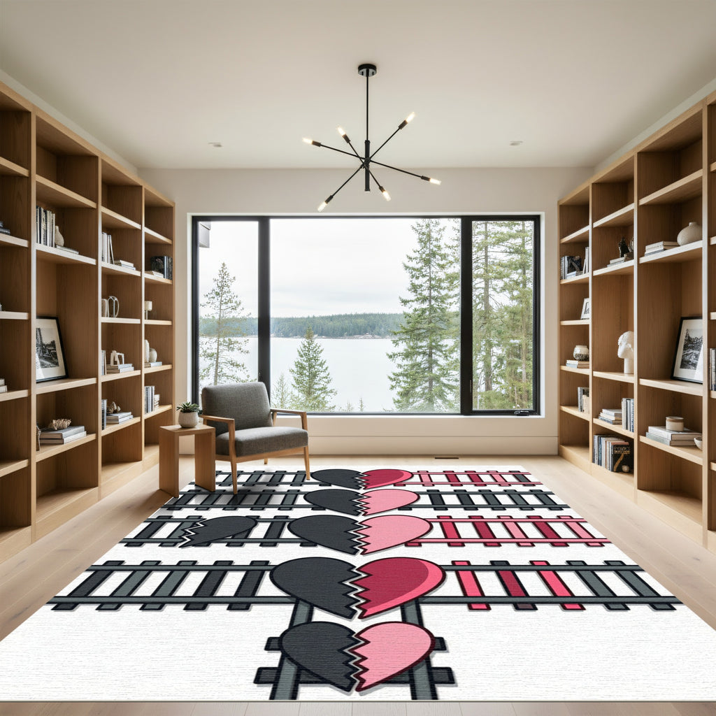 Broken Hearts Railroad Tracks Composition Rug
