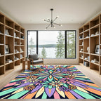 Vibrant Pastel Floral Ray Burst Rug