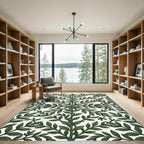 Symmetrical Verdant Botanical Leaf Trellis Rug