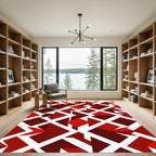 Crimson Red Geometric Interlocking Shapes Rug