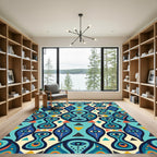 Turquoise Mystical Eye Geometric Abstract Rug