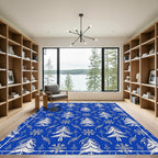 Classic Blue White Foliage Forest Rug